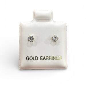 Stud Earrings Solid 10k Gold Moissanite Solitaire Round Post Classic NWT